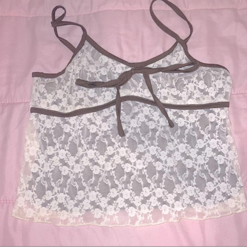 Y2k 2000s  brown lace tank top🎀
